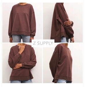 Z Supply Modern Weekender Sweatshirt Dark Truffle Size Small